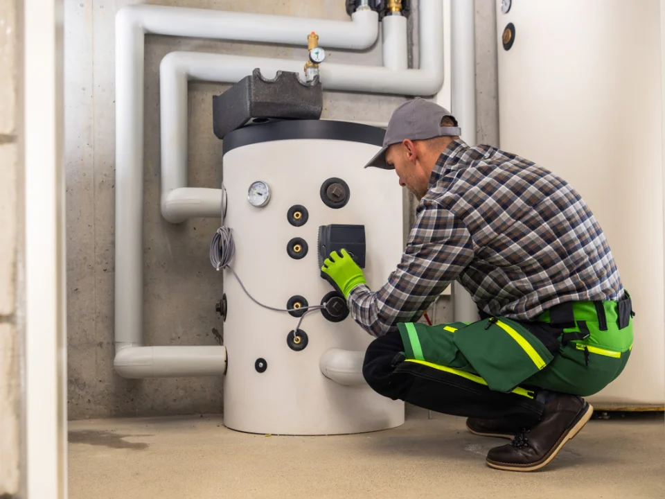 Plumber servicing a Waterheater