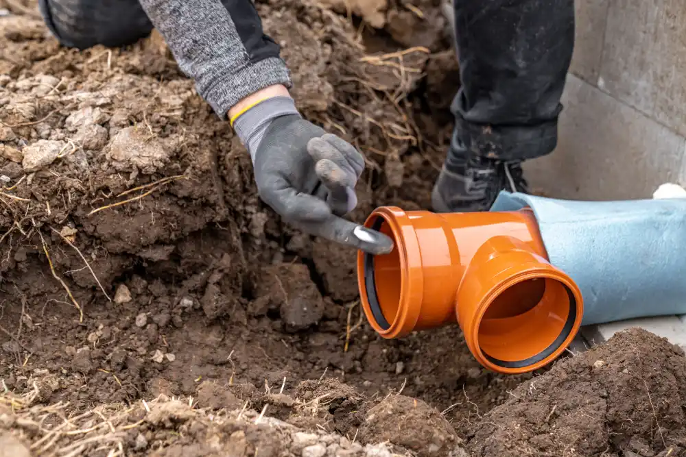 installing new drainage pipes into earth