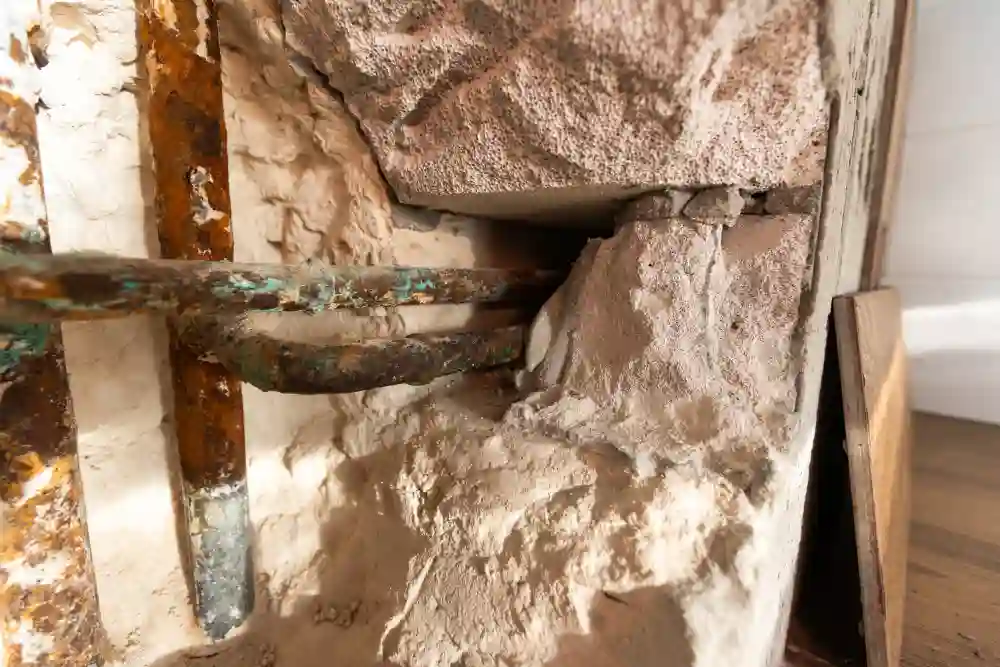 Exposed a rusted pipe on the search for the leak.